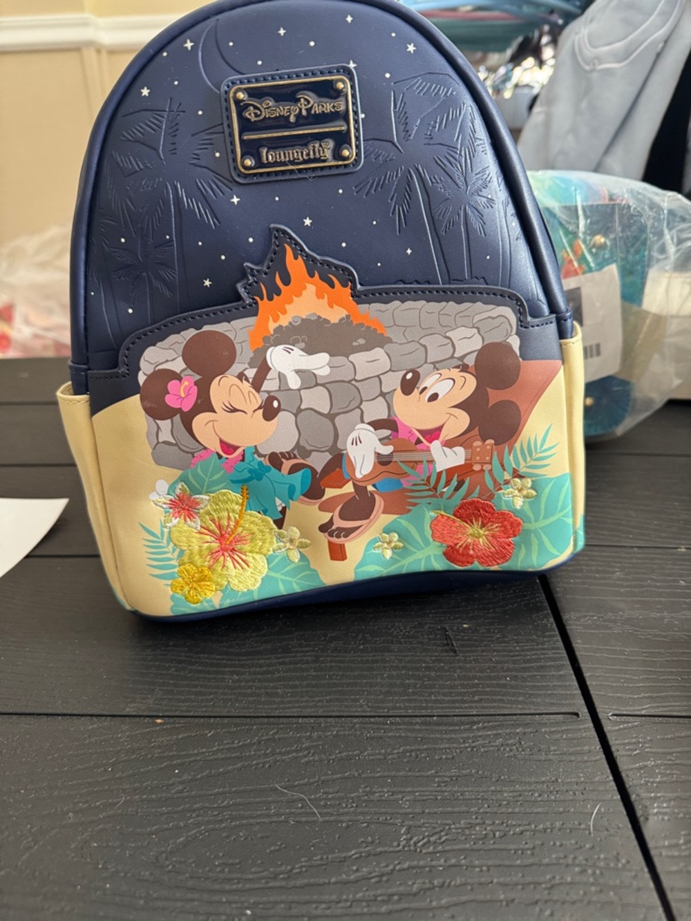 Disney Navy, Beige & Multicolor Mickey & Minnie Campfire Mini Backpack